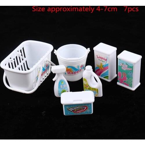 1set Kids Play House Toys Swag Box, Buckets, Detergents, Household Washing Kit For Barbie Doll/Kelly Doll