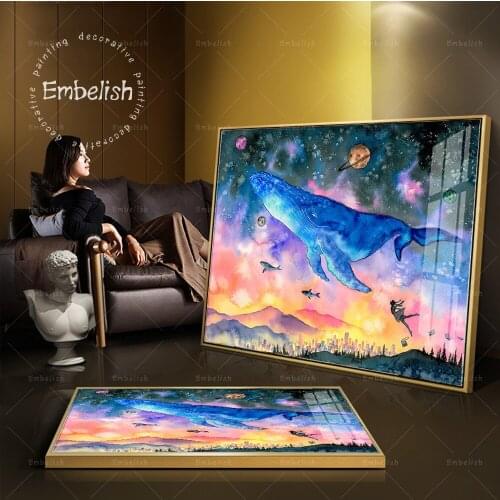 1 Pieces Watercolor Whale Sea Fish Kids Childrens Living Room Posters Modern Home Decor Pictures HD Print Canvas Oil Paintings