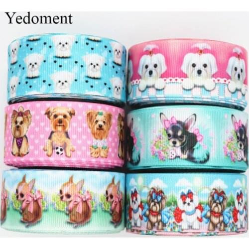 10 Yards Grosgrain Ribbon Animal/Dog Printed Ribbon 1" 25MM For Hair Bows DIY Crafts Handmade Accessories M19041002