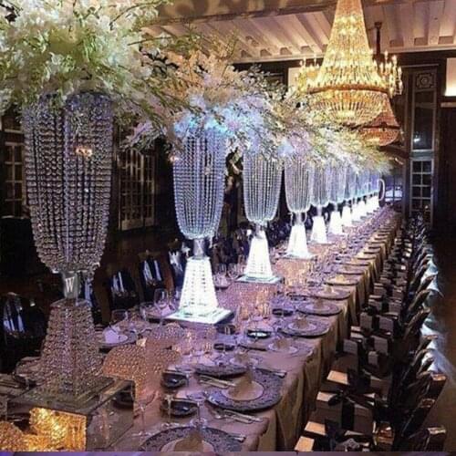 100cm Tall Acrylic Crystal Wedding Centerpiece Road Lead Stand Dinner Party Table Decoration Candlestick