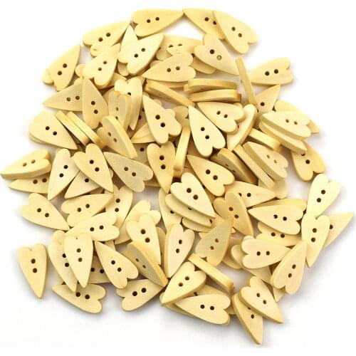 1000PCS 2-Holes Heart Natural Wooden Buttons DIY Clothes Flatback Sewing Accessories Handmade Wood Button Clothing Accessories