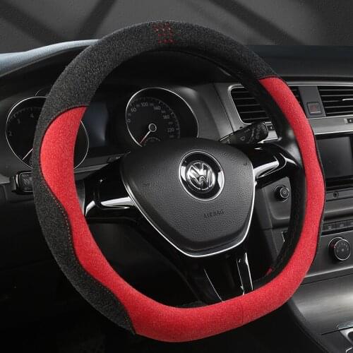 38CM D Shape Suede Leather Car Steering wheel Cover Sport Anti-Slip For VW Golf 6 Golf 7 For Audi BMW Hyundai Suzuki Swift Braid
