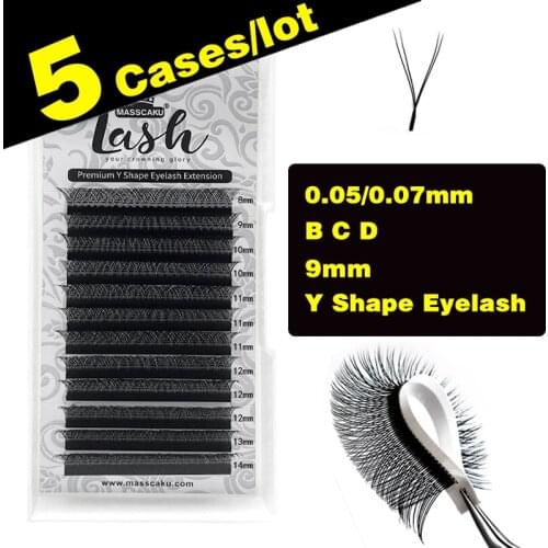 5Cases/Lot New Arrival 12 lines Matte Individual Eyelashes Extension Synthetic Y Type False Eyelash Extension for Makeup