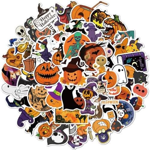 5 Styles 50pcs Halloween Festival Stickers Toys Gifts for Kids To DIY Graffiti Stationery Guitar Phone Notebooks Laptop Decal