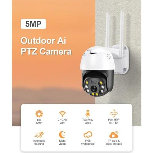 5MP Two way audio alarm WiFi CCTV Camera HD Mini Dome PTZ IP Camera WIFI h.265 digital Wireless camera