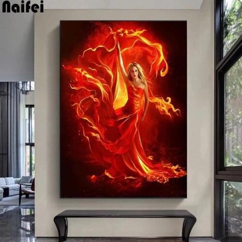 DIY Diamond Painting Fire God Girl Full Drill Diamond Embroidery Portrait Picture Of Rhinestones Cross Stitch Mosaic Home Decor