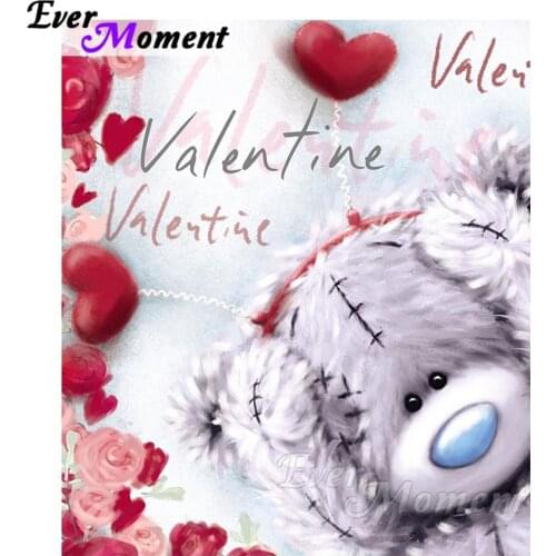 Ever Moment DIY Diamond Painting Happy Valentines Day Bear Diamond Mosaic Full Square Drills Home Decoration Artwork ASF1118