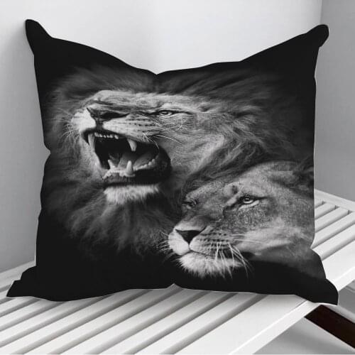 Angry lion with lioness Throw Pillows Cushion Cover On Sofa Home Decor 45*45cm 40*40cm Gift Pillowcase Cojines Dropshipping
