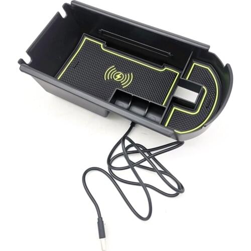 Car Wireless Phone Charger Central Armrest Storage Box For Toyota C-HR CHR 16-19