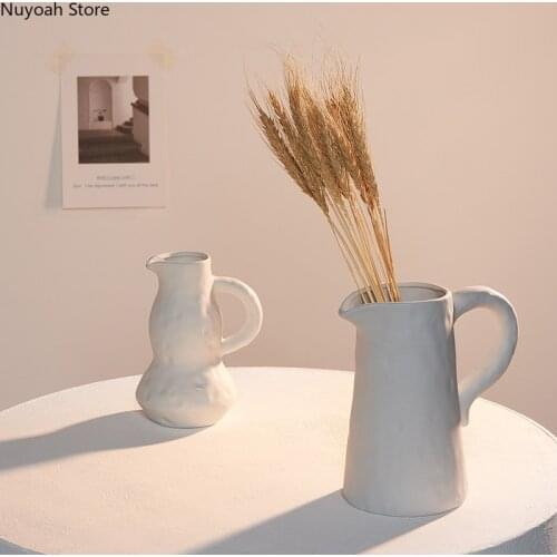 Nordic White Ceramic Vase Home Modern Decoration Dried Flower Flower Arrangement Hydroponic Cafe Studio Decoration Crafts