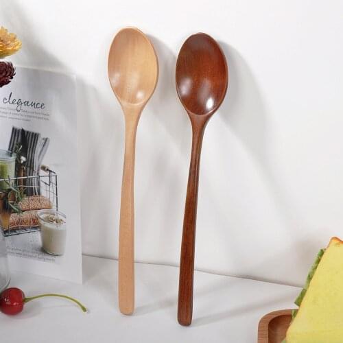 Wooden Spoon Fork Bamboo Kitchen Cooking Utensil Tools Soup-Teaspoon Tableware For Porridge/Soup/Coffee Cereal And Desserts Etc