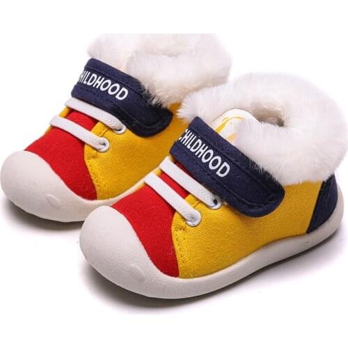Baby Snow Boots Fur Winter Warm Cute Colorful Soft Sole Anti-Slippery Wearable Solid Newborn Shoes Hook LoopToddler First Walker