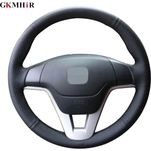 DIY Hand-stitched Black Artificial Leather Car Steering Wheel Cover for Honda CRV CR-V 2007 2008 2009 2010 2011