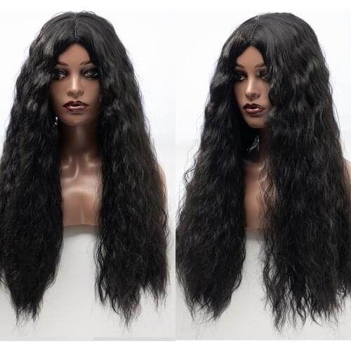Natural front lace curly wig for black women, 28-inch black hair and light brown hair, heat-resistant cosplay