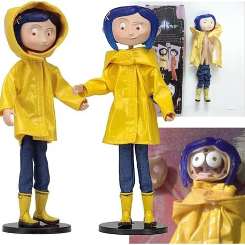 NECA Coraline Figure Yellow Raincoat Action Figure The Secret Door Christmas Gift Birthday Decoration Doll Toys 18cm