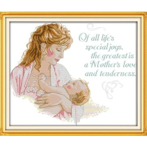 Deep love of mother and son(4) cross stitch kit people 18ct 14ct 11ct count print canvas stitches embroidery DIY handmade