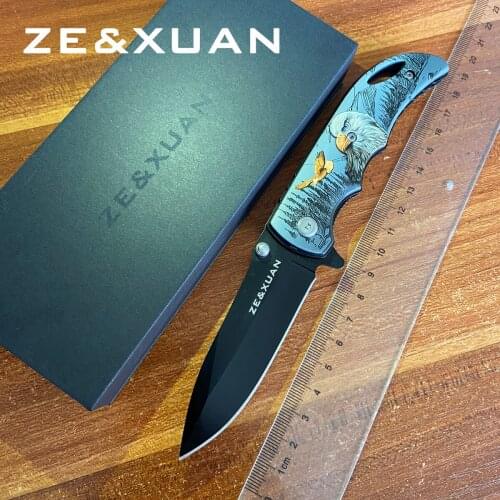 ZU%XUAN Flipper pocket Knife wifh 440 Blade X52215 folding knife