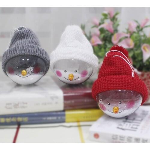 Kawaii Transparent Plastic Fillable Christmas Snowman Ball Christmas Tree Decor Ornaments Children Toy