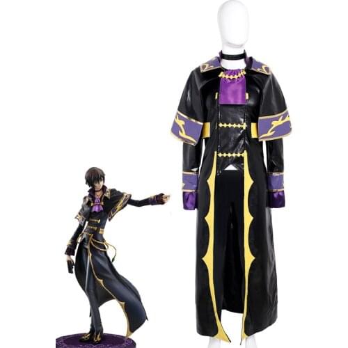 Code Geass Cosplay Costume Lelouch of the Resurrection Zero Cosplay Costume Adult PU Suit Halloween Carnival Uniform Custom Made