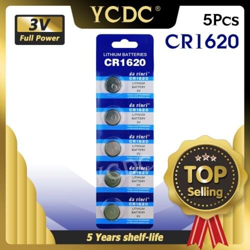 5pcs/lot 3V CR1620 CR 1620 Button Batteries ECR1620 DL1620 5009LC Cell Coin Lithium Battery For Watch Electronic Toy Calculators