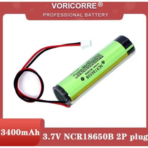 3.7V 3.4Ah 18650 NCR18650B 3400mAh Rechargeable Li-lon battery with PCB +2P pulg For Electric toys Nail lamp batteries