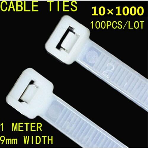 10*1000mm Black White Plastic Lock Type Nylon Tie Wire National Standard Office Organizer Garden Ties Factory directly 100pcs
