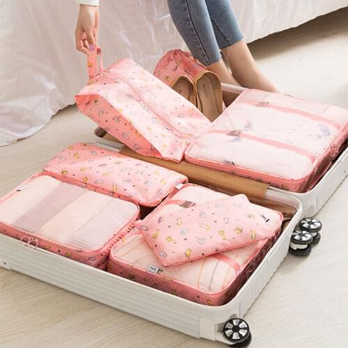 7Pcs/Set Travel Organizer Storage Bags Suitcase Packing Set Storage Cases Portable Luggage Organizer Clothes Shoe Tidy Pouch