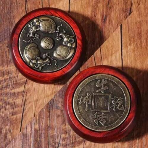 Rosewood Transfer Money Pure Copper Money-making Handles Time To Run Pendant EDC Decompression Good Luck Model