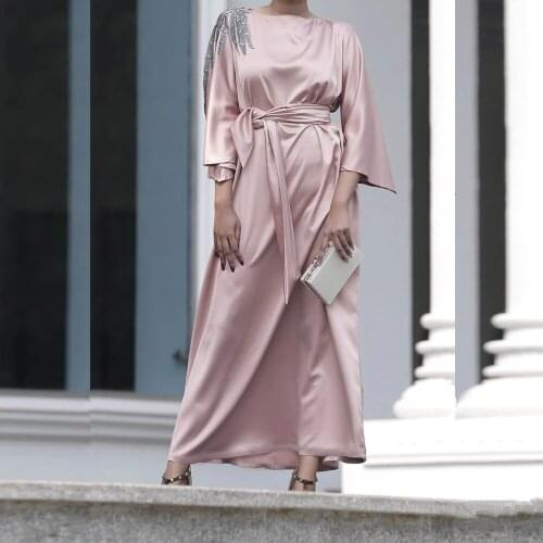 Turkey Islam Vestidos Robe Longue Femme Ramadan Eid Mubarak Muslim Fashion Satin Dresses For Women Hijab Long Dress Abaya Dubai