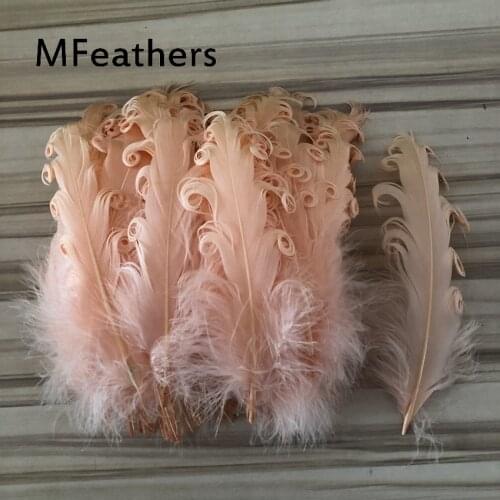 Wholesale 500 pcs Champagne Pink Dyed crafts 13-20cm DIY roll curly nagorie goose feathers feather pad accessories 28colors