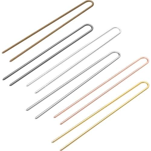 5PCS 2*12*119mm Gold/Silver/Rhodium/Bronze/Black Color Copper U Shape Hairpins Hair Fork Clips DIY Jewelry Accessories