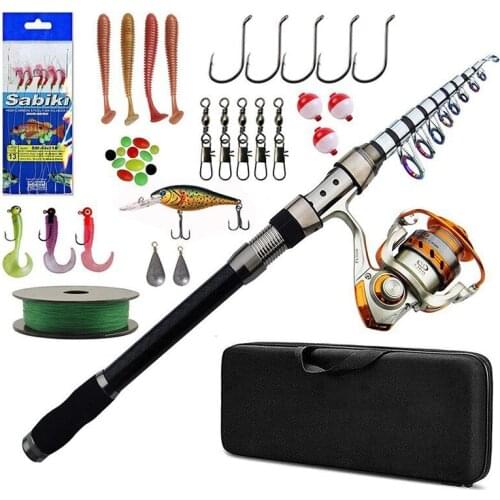 Hyaena Telescopic Fishing Rod Reel Combo 2.1/2.4/2.7/3.0/3.6m 11BB 5.5:1 Spinning Reel 100m line fishing accessories Full Kit