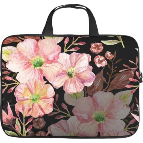 Pink Flower Plant Laptop Bag Funny 3D Tablet Briefcase Scratch Resistant Neoprene Notebook Protective Bag for Women Men white