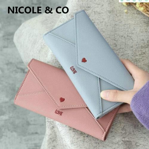 NICOLE & CO 2021 Original New Women Long Key Wallet PU Leather Hasp Phone Bag Girl Money Clip Card&ID Holder Zipper Coin Purse