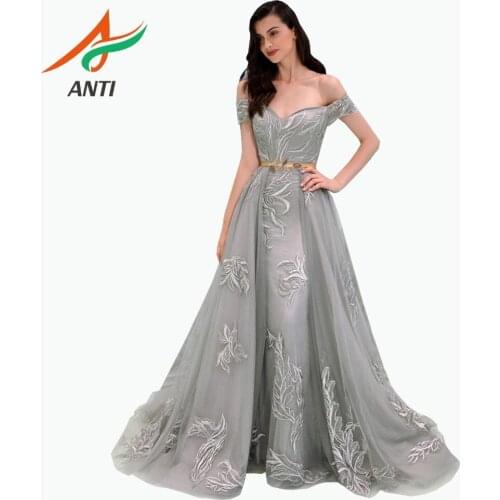 ANTI Off the Shoulder Long Mermaid Evening Dress 2019 Robe De Soiree Detachable tail longue Formal Gown abiye gece elbisesi Plus