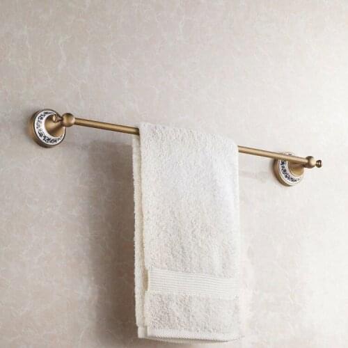 Vidric Towel Bars 60cm Single Wall Mounted Towel Bar Towel Holder Solid Brass Antique Finish Bath Products Bathroom Acce
