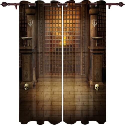 Iron Gate Skull Floor Curtains For Living Room Bedroom Luxury Valance Study Baby Room High Quality Home Decoration Drapes