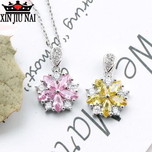 Yellow gem s925 sterling silver network celebrity with the same paragraph cherry blossom fashion wild cute wind female pendant