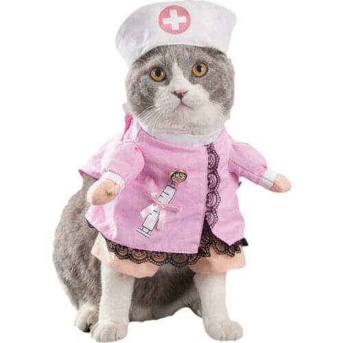 Funny Cat Dog Clothe Pirate Suit Clothe Dogs Cosplay Costume Halloween Comical Outfits With Wig Set Coat Apparel Dog With Cap