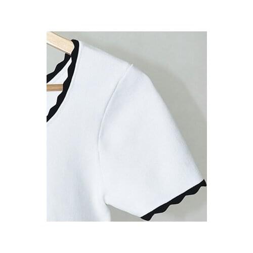 Women Sweater 2019 Spring and Summer New Trim Short-sleeved All-match Low-neck Knitted Top