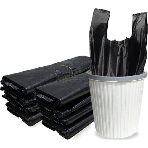 1 roll / 50 pieces of thin medium thicken black garbage bag portable portable garbage bag disposable vest bag