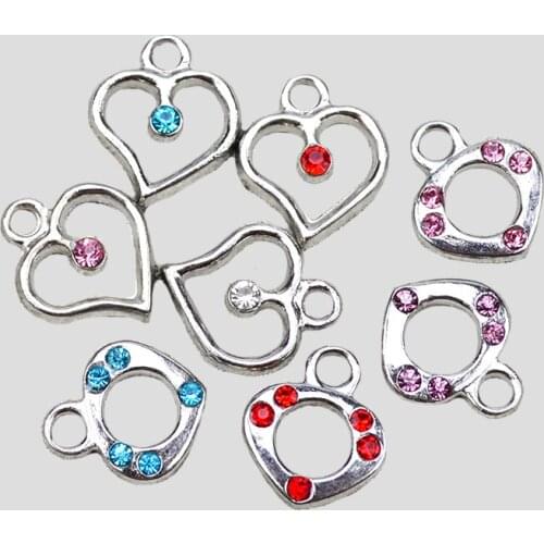 10pcs Crystal Heart Charms For Necklace Earrings Bracelet Making Jewelry DIY Pendants Handmade Craft Wholesale,with Free O-ring