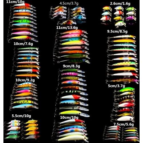109pcs/Set Fishing Lures Minow/VIB/Crank Bait Mix Hard Bait Mixed 12 Models High Quality Crankbait Wobblers Fishing Tackle
