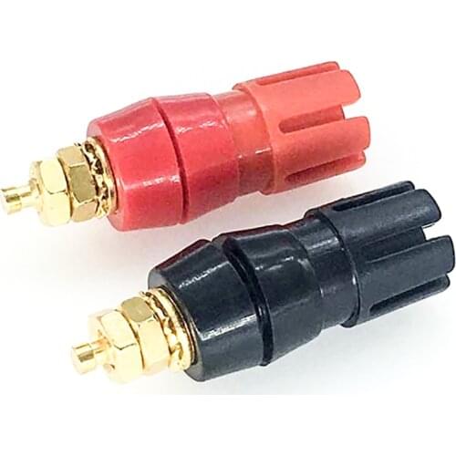 2pcs Red Black Gold-Plated Plum 4 mm 20A Banana Plug Connectors Cold Pressure Audio Plug Horn Plastic Solderlessk