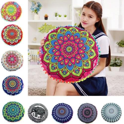 2020 New 43 * 43cm Floor Cushions Indian Mandala Round Boho Cushion Pillows Cushions Textile Pillowcase