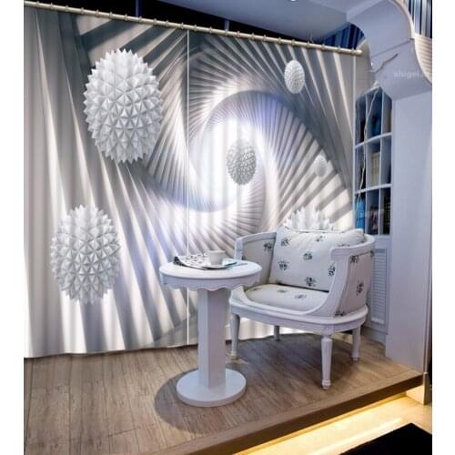3D Printing Curtains Bedroom Curtains Creative white ball Hotel Office Hotel Drapes Tapestry Wall Carpet Drapes Cotinas