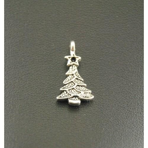 50 pcs Silver Color Alloy Christmas Tree Charms Christmas DIY Metal Bracelet Necklace Jewelry Findings A767
