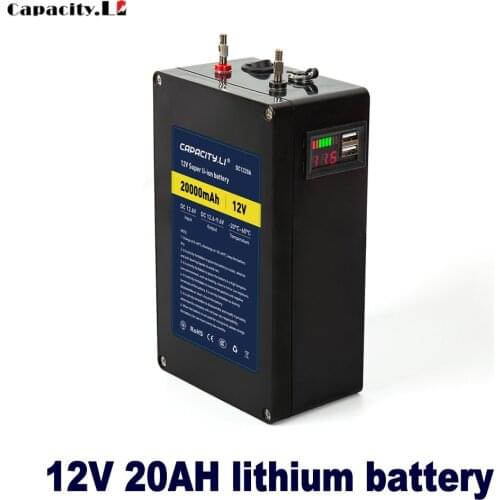 12V 10ah 20ah rechargeable battery pack lithium battery mobile phone charging treasure with bms 2usb and terminal free shipping