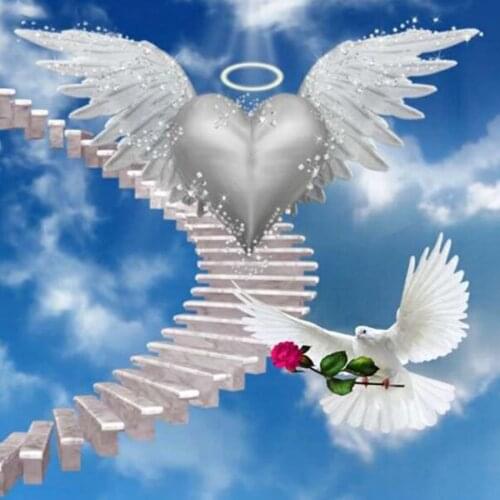 Full Square Diamond painting pigeon rose heart wing stairs 5D DIY Diamond embroidery Cross stitch Full Round Diamond mosaic