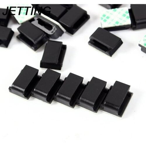 JETTING 100Pcs/lot Car Self-adhesive Rectangle Holder Wire Tie Clamp Clips Cord Cable Fixer Organizer Drop Adhesive Wholesale
